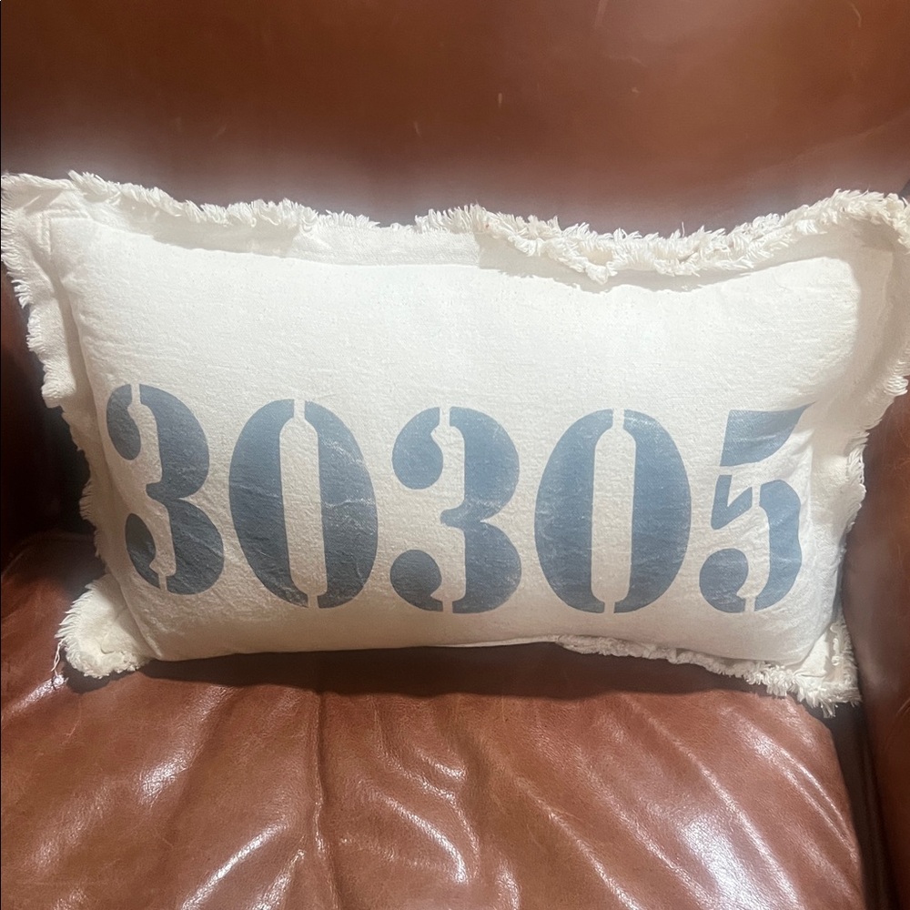 Fringed Cream and Gray Decorative Pillow .18”x12
